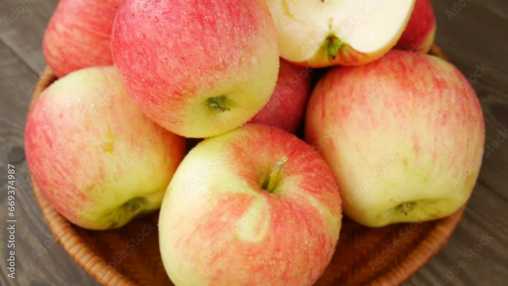 Red apples in a basket. Red apples in a basket.