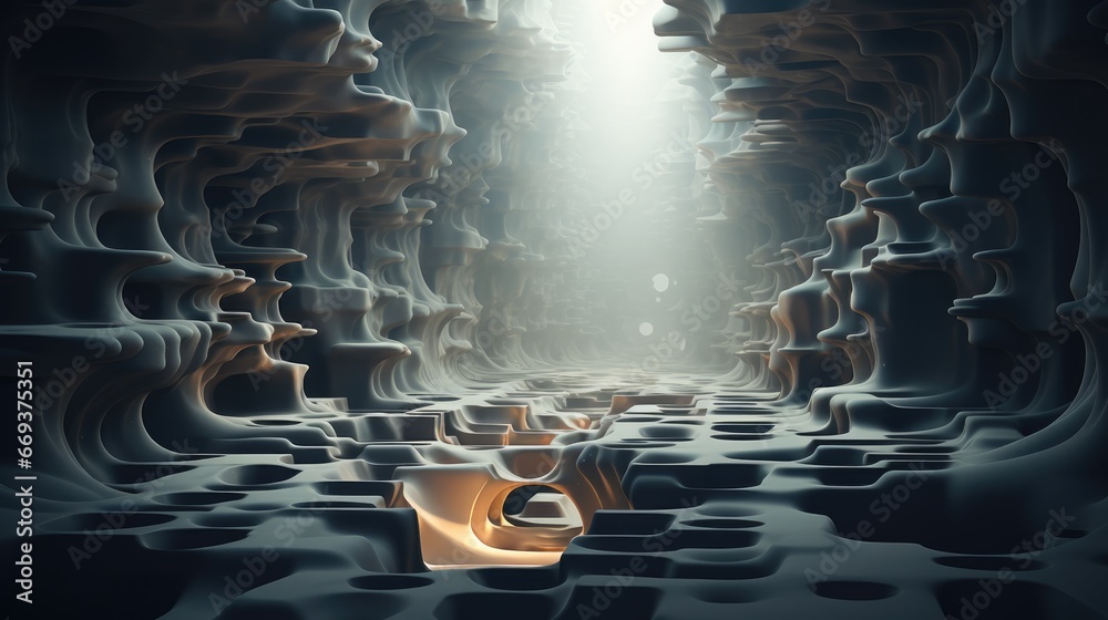 an abstract work that explores the concept of space and dimensionality ...