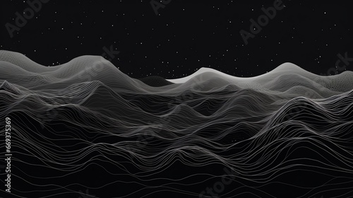Abstract line landscape with mountains and stars background © fledermausstudio