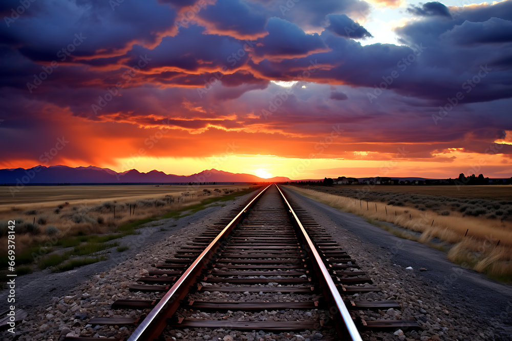 railway in the sunset railway in the sunset