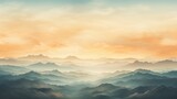 A mountain range, watercolor, gradient sky, earthy tones. AI Generative