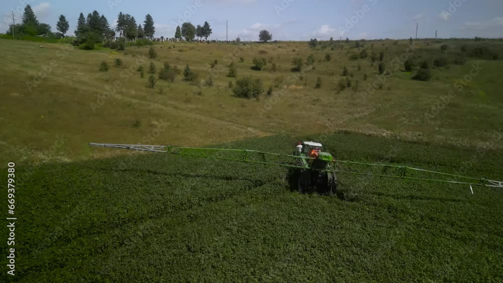 Spray Fertilize On Field With Chemicals In Agriculture Field Spray Fertilize On Field With Chemicals In Agriculture Field