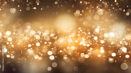 gold Sparkling Lights background, abstract golden light floating, Luxurious christmas mood, Generative AI