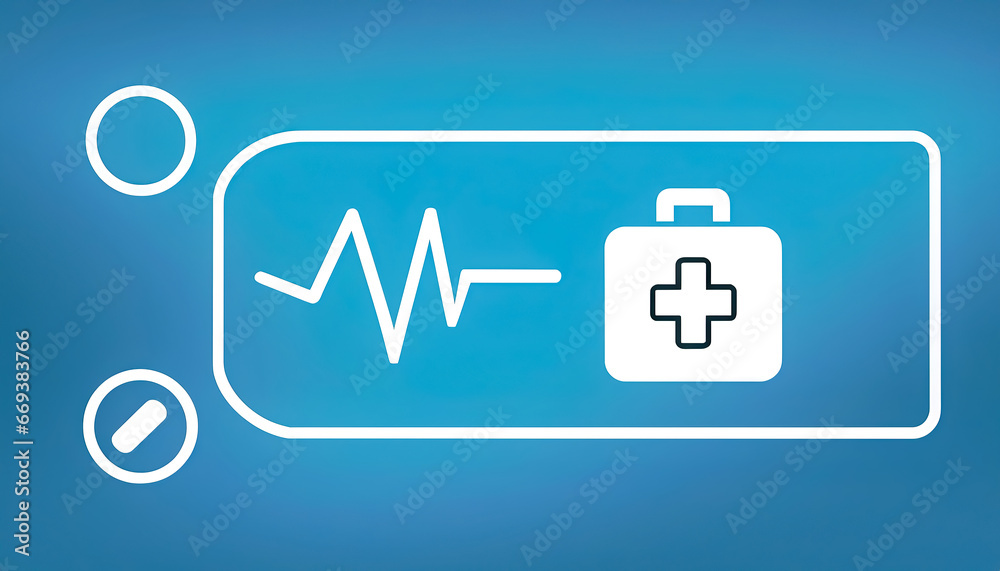 Blue First aid kit icon isolated on blue background. Blue First aid kit icon isolated on blue background.