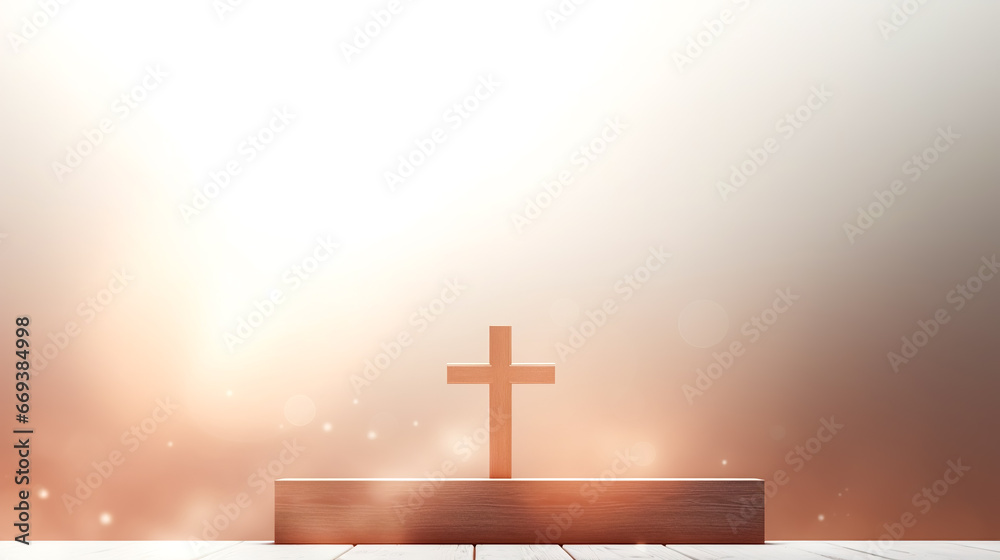 Soft light background with a Christian cross. Soft light background with a Christian cross.