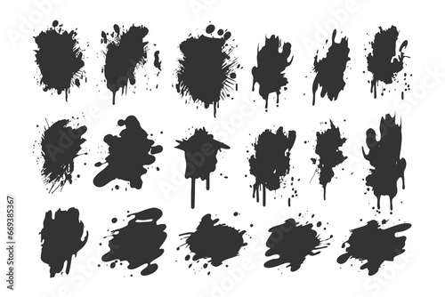 Black dried paint splattered in dirty style. Vector illustration design.
