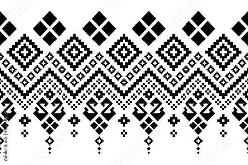 Nature vintages cross stitch traditional ethnic pattern paisley flower Ikat background abstract Aztec African Indonesian Indian seamless pattern for fabric print cloth dress carpet curtains and sarong