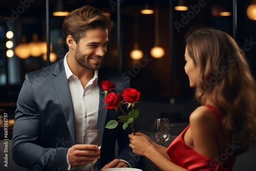 International dating happy couple lovers. People meat and enjoying together time. Generate Ai