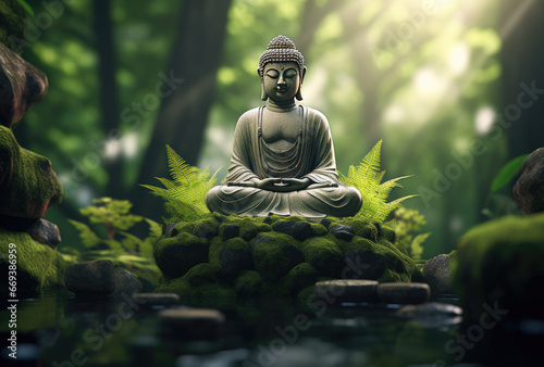 Buddha statue on nature background