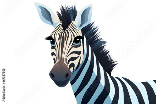 zebra vector style illustration on white background in cute simple cartoon style