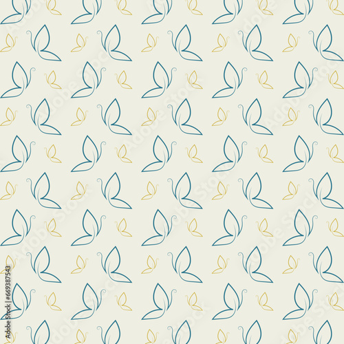 Butterfly cute seamless pattern repeating colorful elements trendy vector illustration background