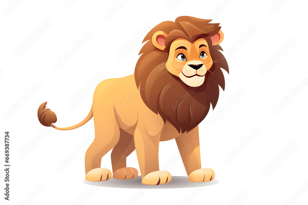 Obraz premium lion vector style illustration on white background in cute simple cartoon style