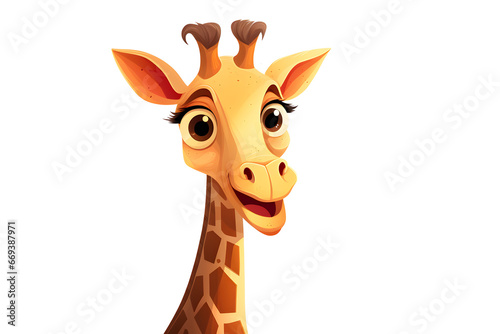 giraffe portrait illustration on white background in cute simple cartoon style