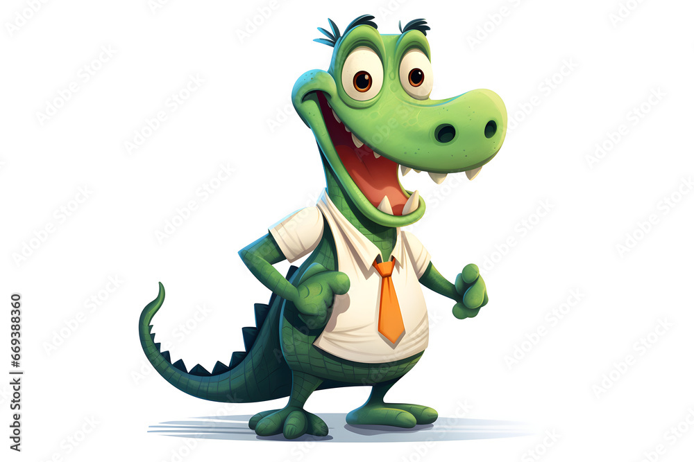 Fototapeta premium crocodile character wearing shirt and tie - cartoon illustration on white background