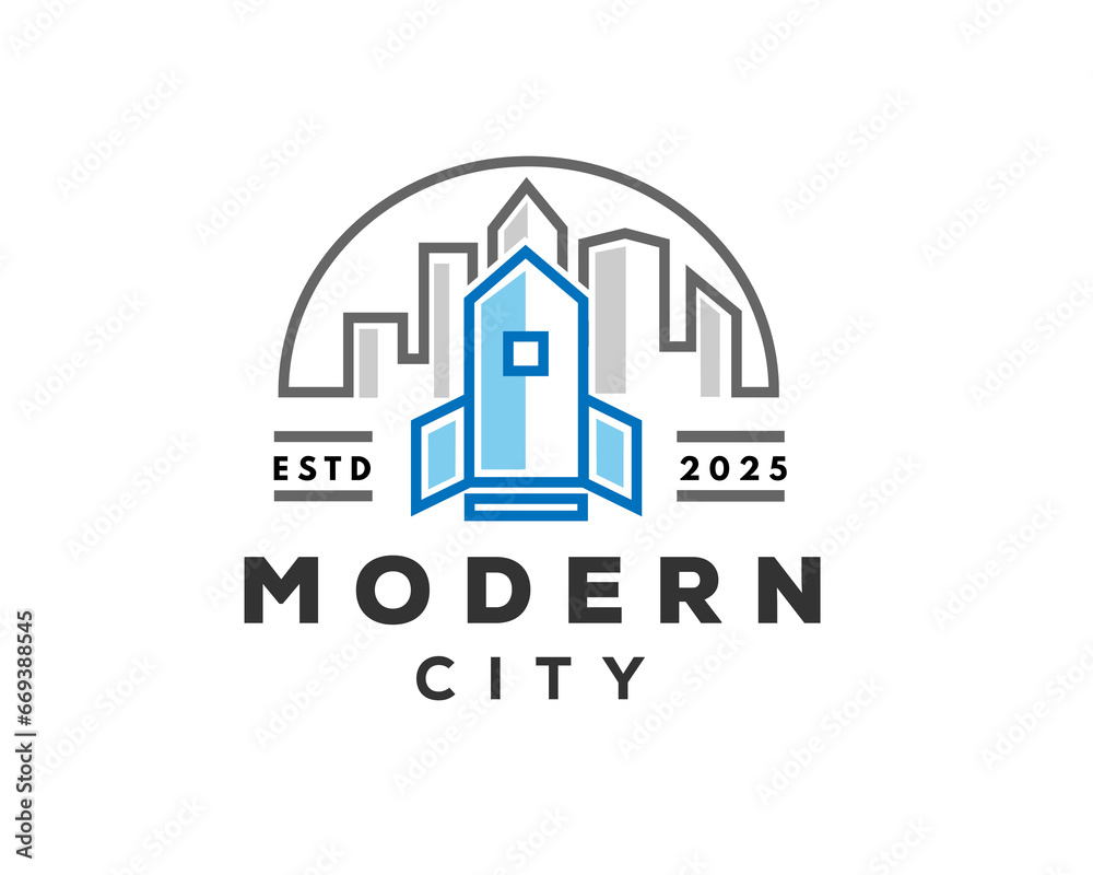 modern city metropolis progress logo icon symbol design template illustration inspiration