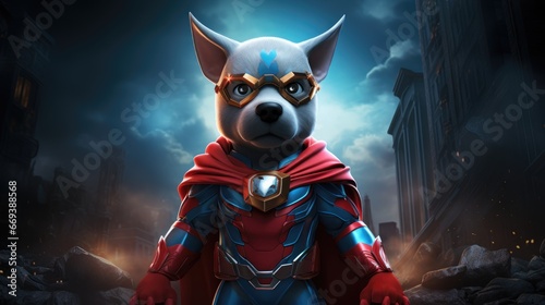 a cartoon character design of a superhero dog. AI Generative