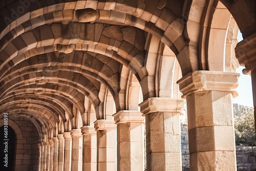 Ancient architecture stone arches and columns