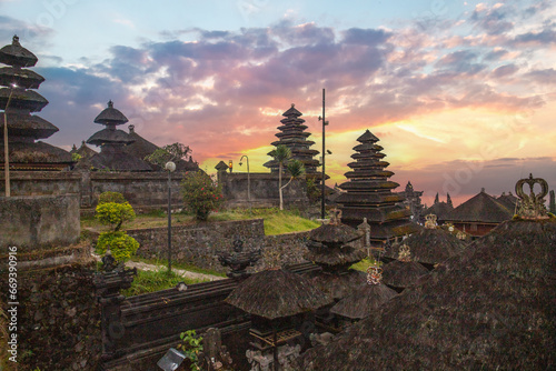 The Besakih Temple on Mount Agung Volcano. The holiest and most important temple also called the mother temple in the Hindu faith in Bali. A great historical building with a lot of history. photo