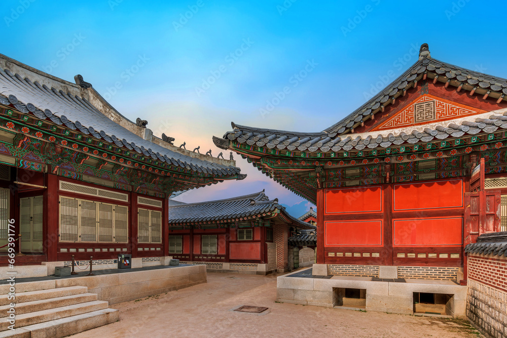 The palace complex or smaller palaces and halls inside Gyeongbokgung Palace