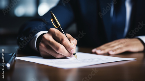 Close-up of Signing a Legal Document