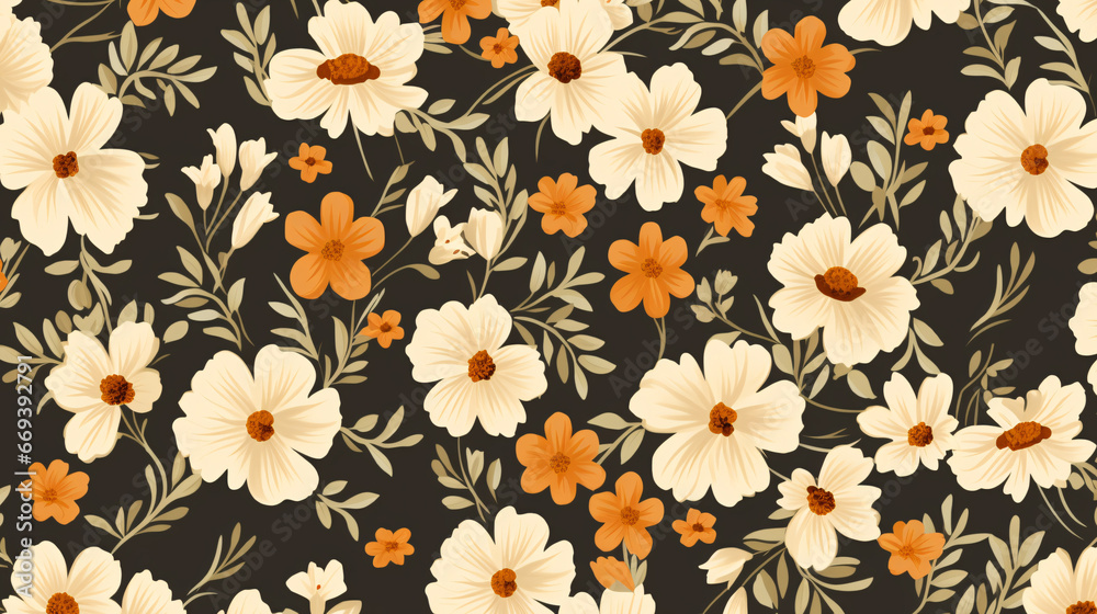 Obraz premium Floral pattern in retro style 