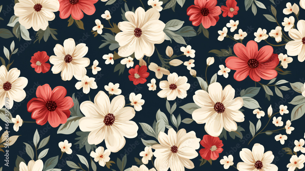 Floral pattern in retro style 