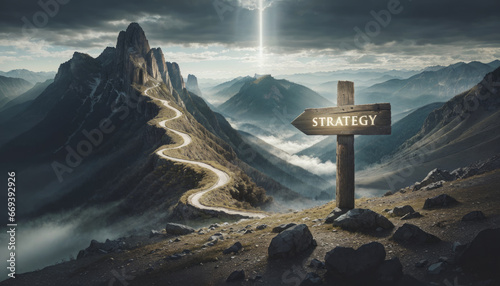 Fototapeta Strategic thinking: A sign with the word 
