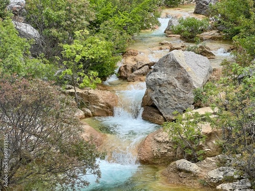 The river Bijela voda or Bijeli Stream in a rugged canyon at the foot of the Przun hill, Karin Gornji - Croatia (Rijeka Bijela voda ili Bijeli potok u krševitom kanjonu podno brda Pržun - Hrvatska)