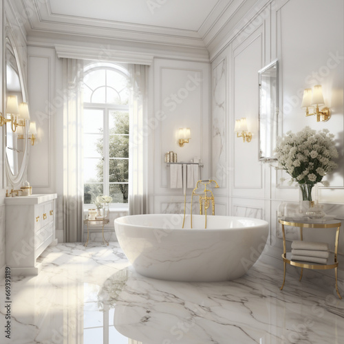 interior of a bathroom  luxury bathroom interior   white colors  digital size