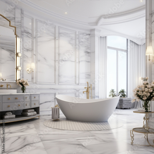 luxury bathroom interior   white colors  digital size