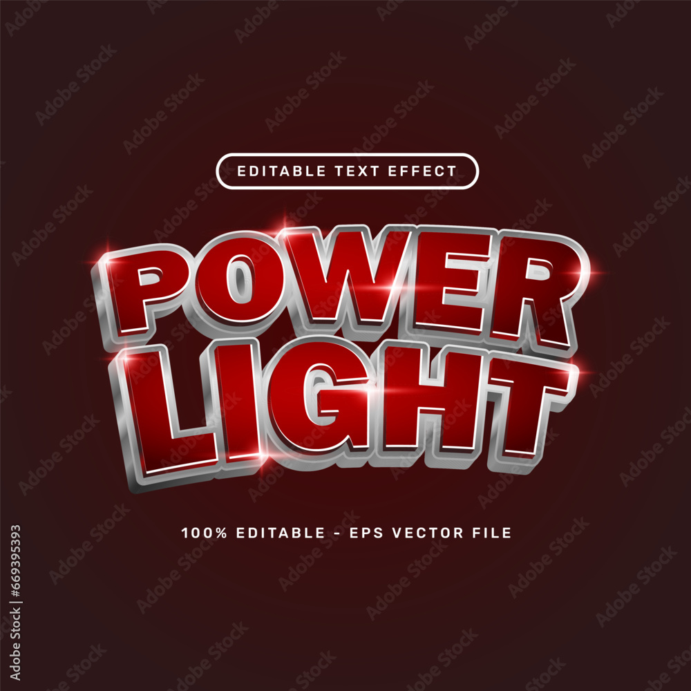 power light 3d text effect and editable text effect