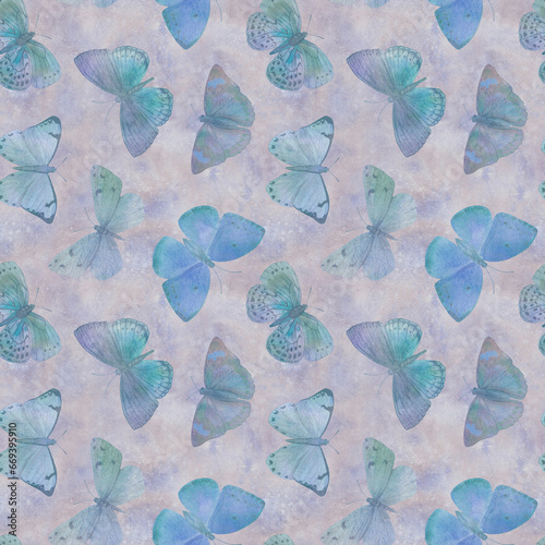Seamless background of watercolor butterflies  colorful butterflies for wallpapers  textiles  wrapping paper  postcards.