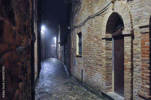 Night view of the city of Ripatransone photo