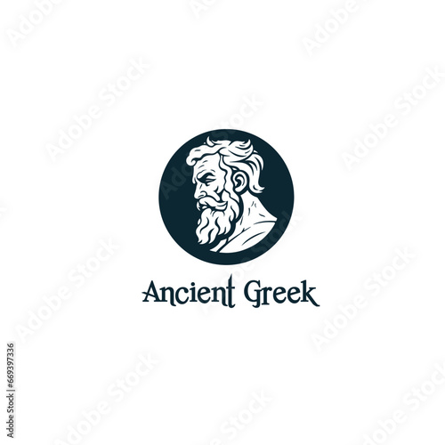 Ancient Zeus Greek philosopher old man Logo
