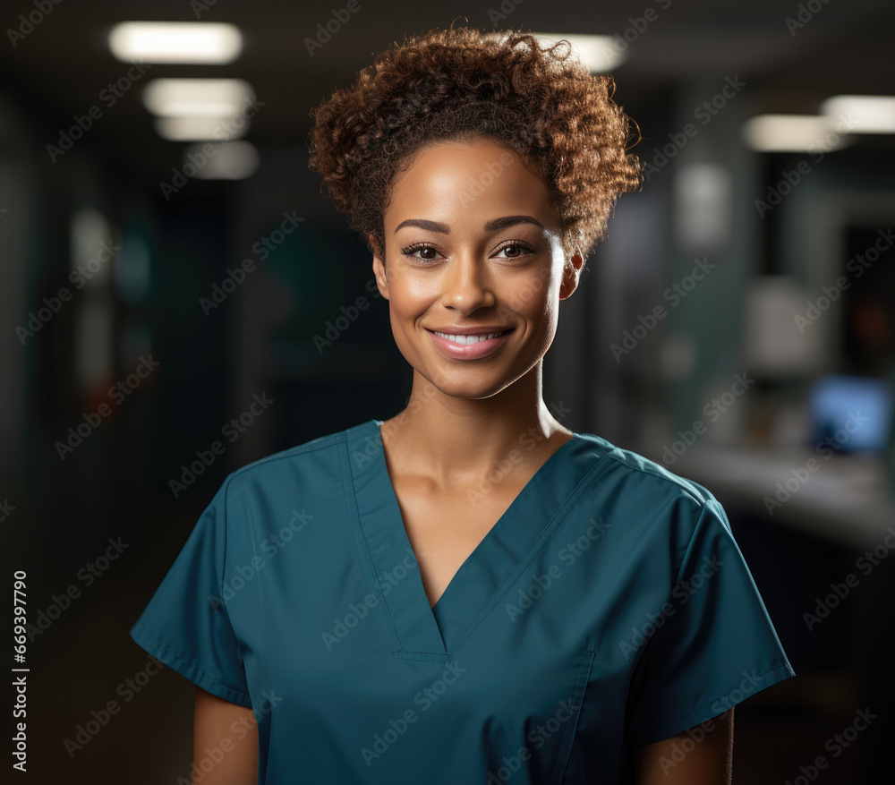 The female nurse smiling in the hospital The female nurse smiling in the hospital
