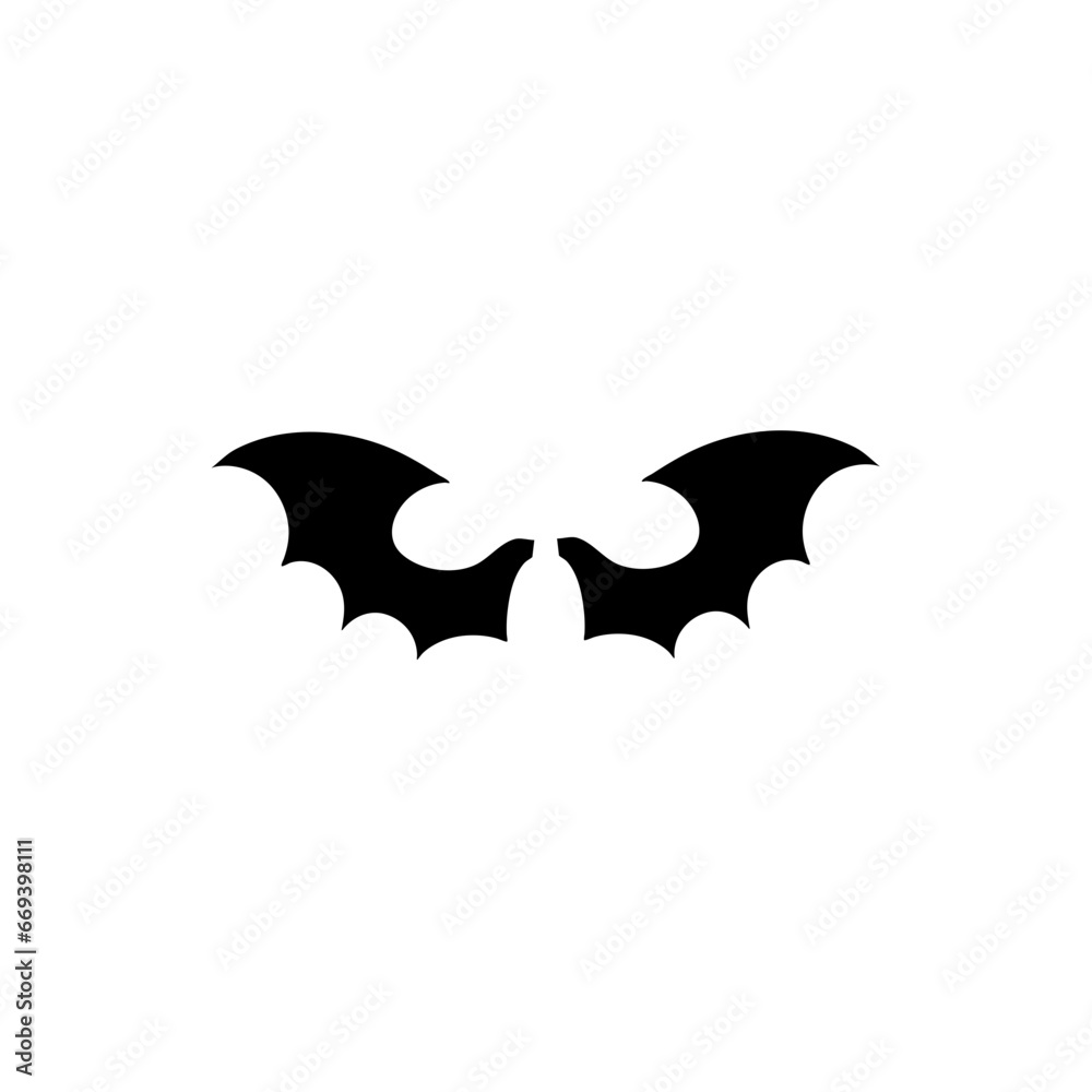 dark wing silhouette evil devil in the shadows Scary bat wings. Vector illustration 