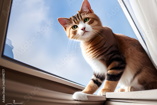 cat on the window. Generative AI © SangHwan