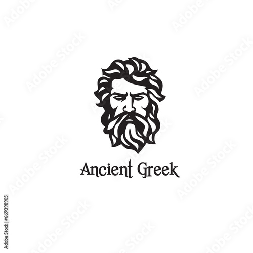 Ancient Zeus Greek philosopher man face Logo (ID: 669398905)