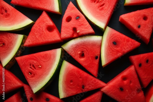 Fresh watermelon slices in the summer generative ai