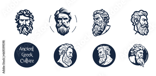 set of Ancient Zeus Greek philosopher man Logos