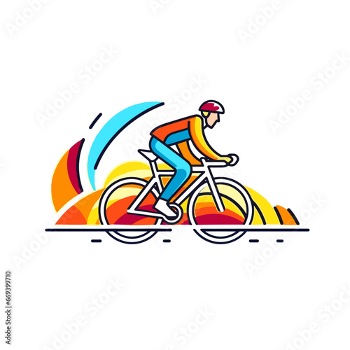 Road cyclist hand-drawn illustration. Cyclist. Vector doodle style cartoon illustration