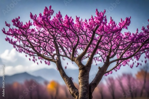 Tree with pink leaves 