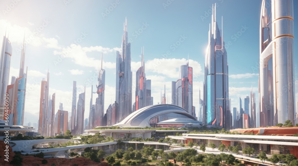 Obraz premium Future city. AI Generative