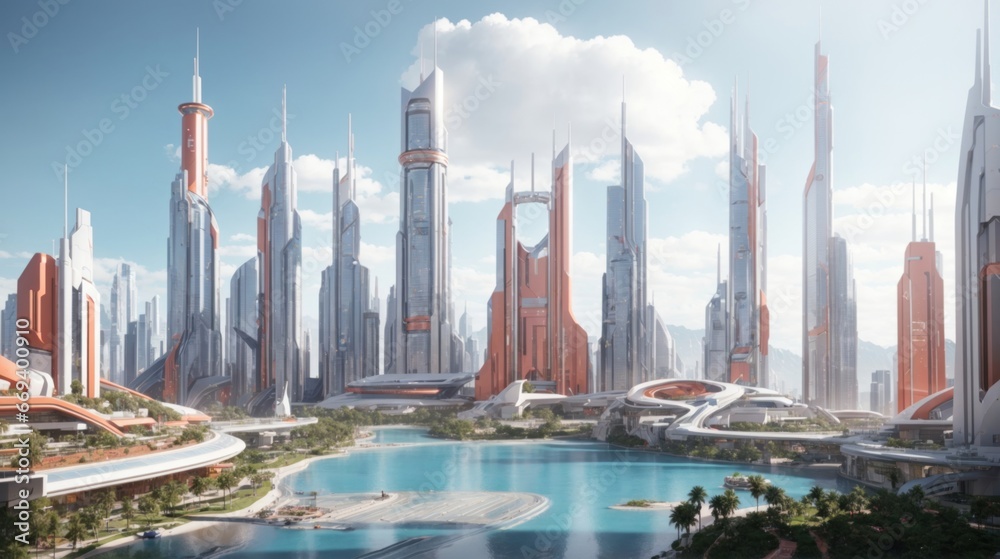 Fototapeta premium Future city. AI Generative