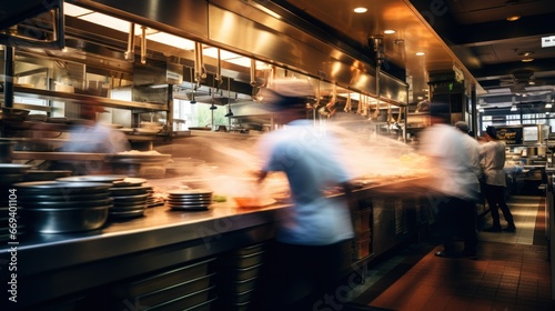 Bustling kitchen. Chefs passionately working in a busy culinary haven © Malika