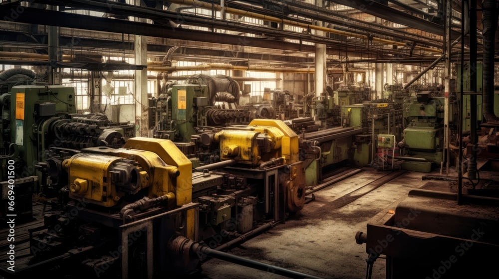 The harmonious hum of machines in a large factory