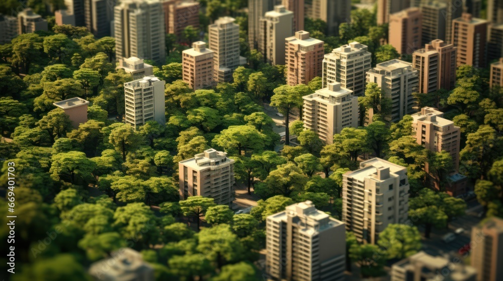 Obraz premium The intriguing overlay of trees on a bustling cityscape