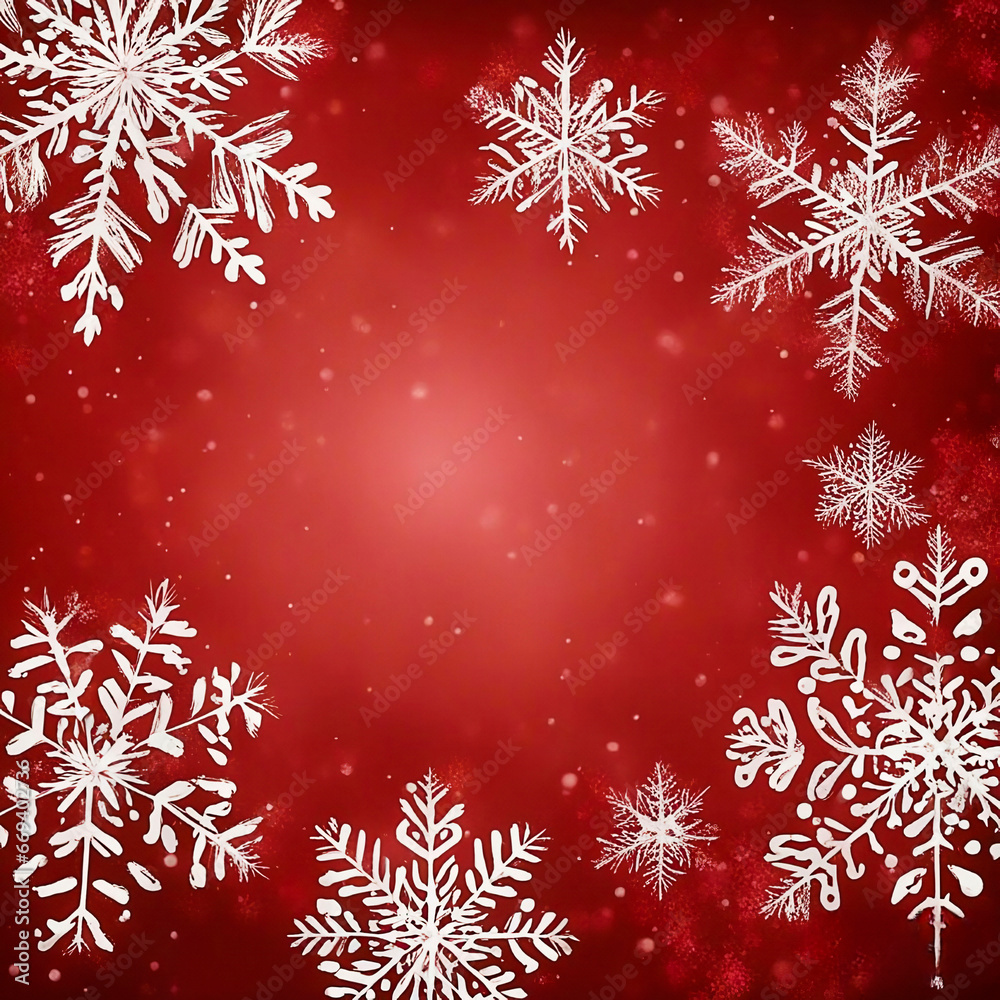 red Christmas Background with white snowflakes