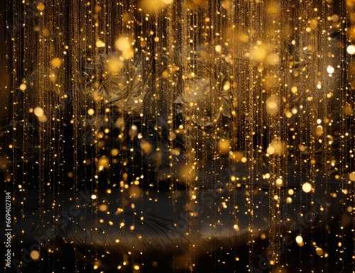 A captivating cascade of golden lights creating a luxurious and opulent atmosphere. Perfect for event backdrops  celebrations  or luxury brand advertising.
