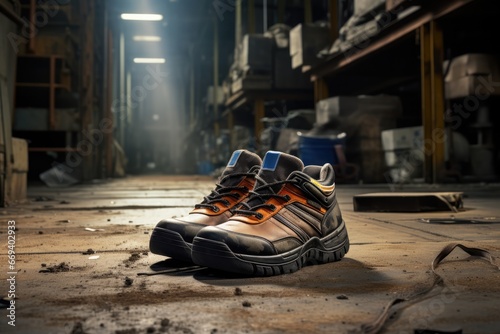Safety Shoe Ready For Work In Hazardous Factory Setting